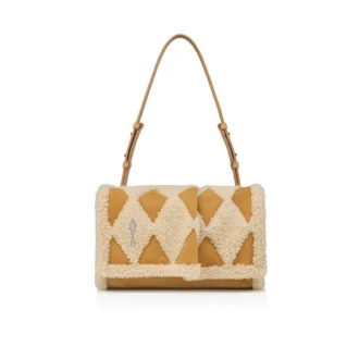 Baggy Small – axelväska – diamantformat kalvskinn och fårskinn – beige