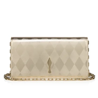 Bettina – Clutch – Diamantformat laminerat lammnappaläder – Light Platine