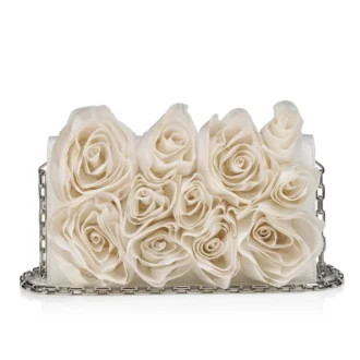 Bettina – Clutch – Kreppsatin – Bianco