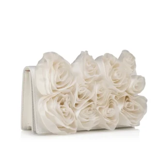Bettina – Clutch – Kreppsatin – Bianco