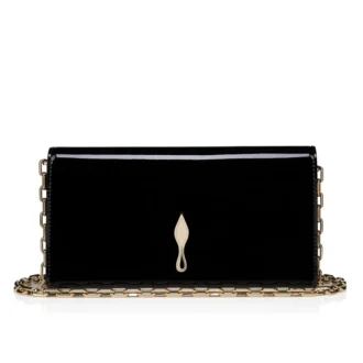 Bettina – Clutch – Lackat kalvskinn – Svart