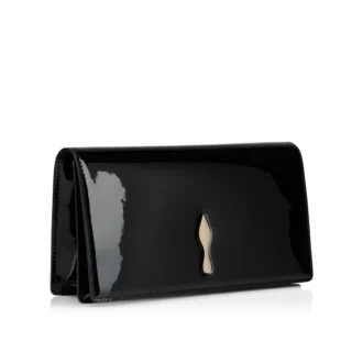 Bettina – Clutch – Lackat kalvskinn – Svart