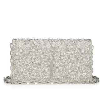 Bettina – Clutch – Mocka, strass och pärlor – Silver
