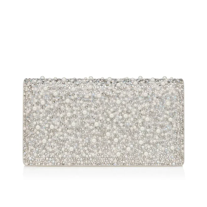 Bettina – Clutch – Mocka, strass och pärlor – Silver