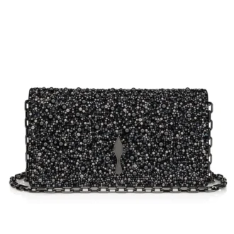 Bettina – Clutch – Veau Velours, strass och pärlor – Svart