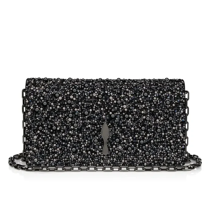 Bettina – Clutch – Veau Velours, strass och pärlor – Svart Bettina – Clutch – Veau Velours, strass och pärlor – Svart