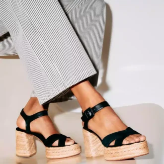 Calakala – 85 mm espadriller – mocka och kalvskinn – svart – dam