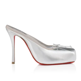 Cassia Mule – 100 mm mules – laminerat lammnappaläder – silver – dam