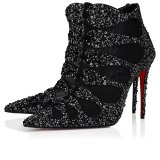 Circus Max Perla – 100 mm låga stövlar – mocka, mesh och strass – svart – dam