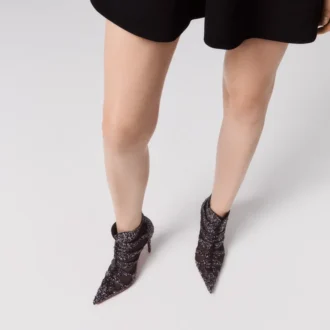 Circus Max Perla – 100 mm låga stövlar – mocka, mesh och strass – svart – dam