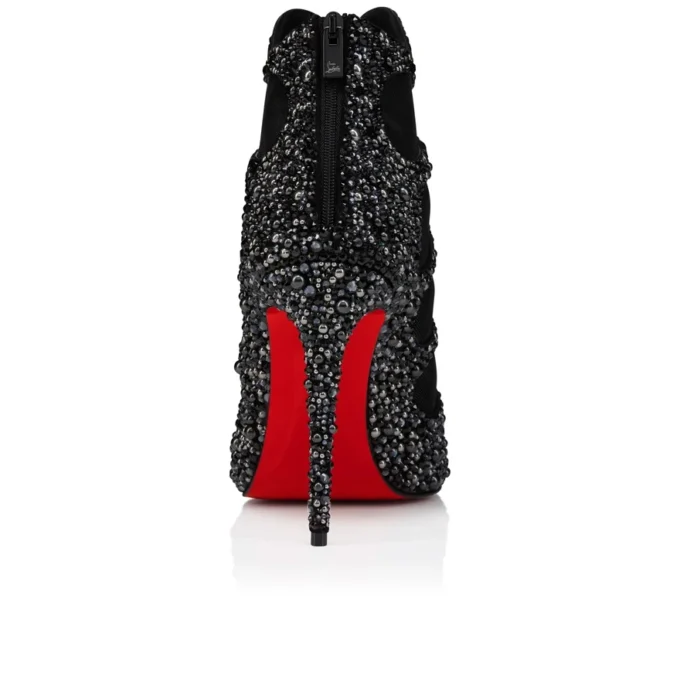 Circus Max Perla – 100 mm låga stövlar – mocka, mesh och strass – svart – dam Circus Max Perla – 100 mm låga stövlar – mocka, mesh och strass – svart – dam