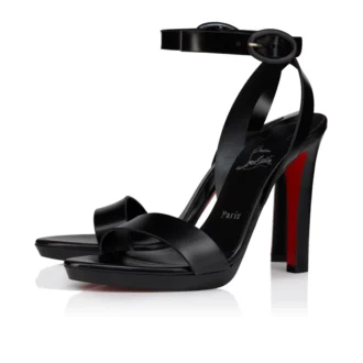 Fanny Sandal – 120 mm remsandaler – patinerat kalvskinn – svart – dam
