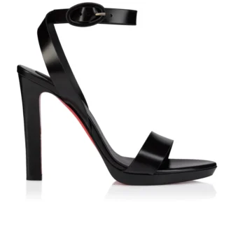 Fanny Sandal – 120 mm remsandaler – patinerat kalvskinn – svart – dam