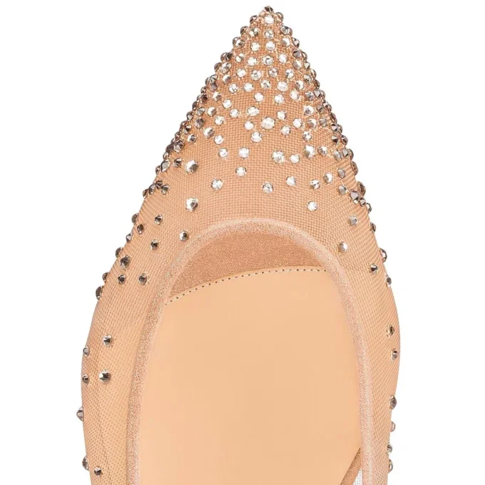 Follies Strass – Ballerinaskor – Mesh, kalvskinn i mocka och strass – Ljus siden – Dam Follies Strass – Ballerinaskor – Mesh, kalvskinn i mocka och strass – Ljus siden – Dam