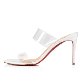 Just Nothing – 84 mm mules – lackkalvskinn och PVC – vit