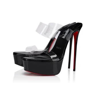 Just Nothing Alta – 150 mm mules – TPU och lackat kalvskinn – Svart – Dam