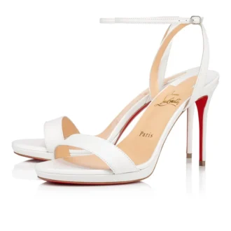 Loubi Queen – 100 mm remsandaler – nappaläder – Bianco – dam
