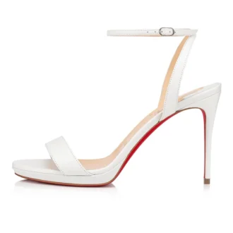 Loubi Queen – 100 mm remsandaler – nappaläder – Bianco – dam