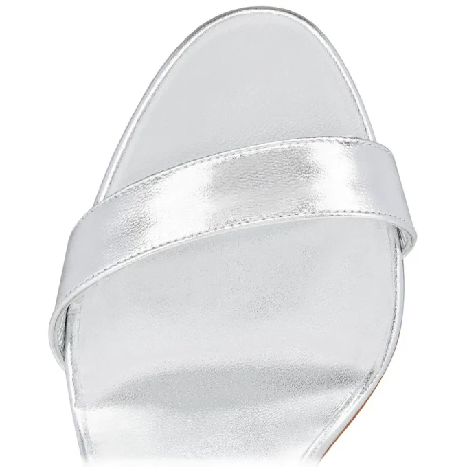Loubigirl – 85 mm remsandaler – iriserande läder – silver – dam
