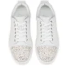 Louise Junior Perla – Sneakers – Kreppsatin, kalvskinn och pärlor – Vit – Dam