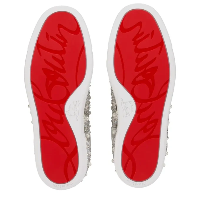 Louiseperla – Sneakers – Kreppsatin, kalvskinn, strass och pärlor – Vit – Dam