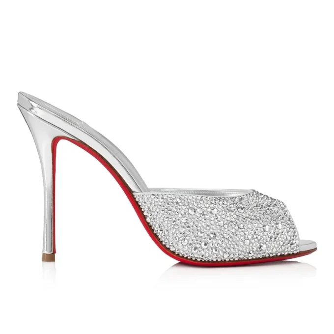 Me Dolly Strass – 100 mm mules – mocka och strass – silver Me Dolly Strass – 100 mm mules – mocka och strass – silver