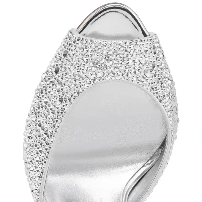 Me Dolly Strass – 100 mm mules – mocka och strass – silver Me Dolly Strass – 100 mm mules – mocka och strass – silver