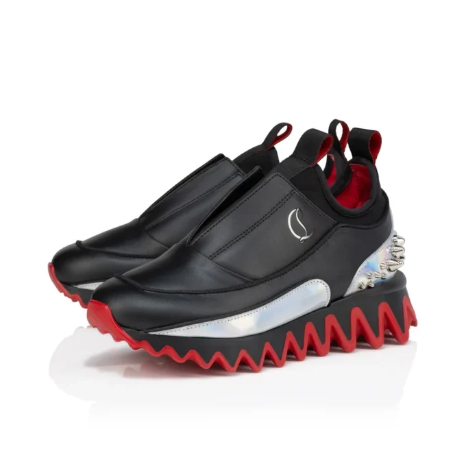 Mini Sharkyloub – Sneakers – kalvskinn och neopren – svart – barn Mini Sharkyloub – Sneakers – kalvskinn och neopren – svart – barn