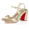 Miss Jane-sandal – 85 mm sandaler – laminerat kalvskinn – platina – dam Miss Jane-sandal – 85 mm sandaler – laminerat kalvskinn – platina – dam