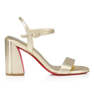 Miss Jane-sandal – 85 mm sandaler – laminerat kalvskinn – platina – dam Miss Jane-sandal – 85 mm sandaler – laminerat kalvskinn – platina – dam