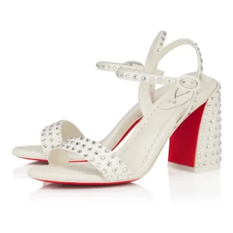 Miss Jane Sandal Strass Boum – 85 mm sandaler – kreppsatäng – version i elfenben – dam