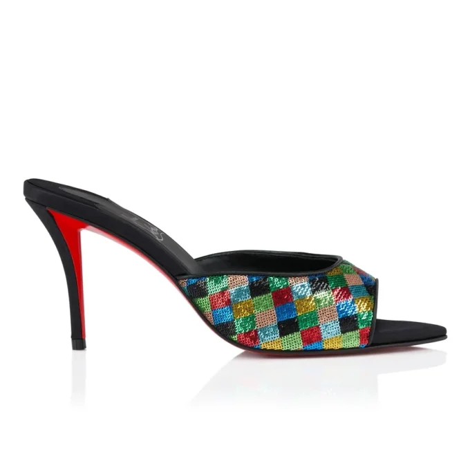Miss Z Mule Arlequin – 80 mm mules – kreppsatin broderad med mikropailletter – flerfärgad – dam