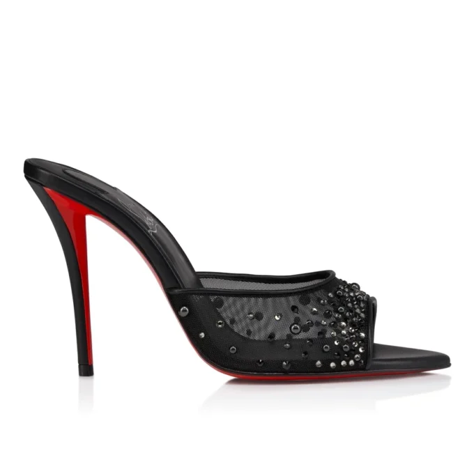 Miss Z Mule Degrasstrass Perla – 100 mm mules – mesh, nappaläder och pärlor – svart – dam