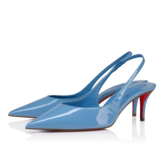 Miss Z Sling Back – 60 mm slingback-pumps – lackat kalvskinn – Ceruleo – dam