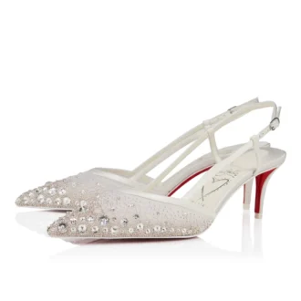 Miss Z Sling Sparkling – 60 mm slingback-pumps – mesh och strass – version i elfenben – dam Miss Z Sling Sparkling – 60 mm slingback-pumps – mesh och strass – version i elfenben – dam