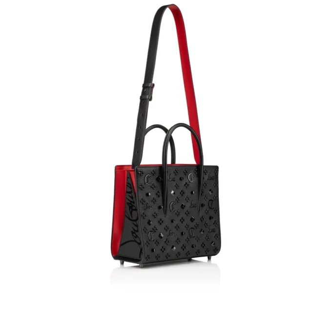 Paloma Medium – Väska med Handtag – Kornat kalvskinn och Louboutin-spikar – Svart Paloma Medium – Väska med Handtag – Kornat kalvskinn och Louboutin-spikar – Svart