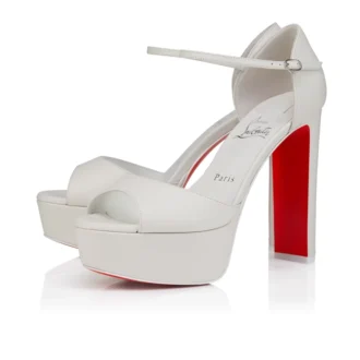 Sandaloo – 130 mm remsandaler – lammnappaläder – Bianco – dam