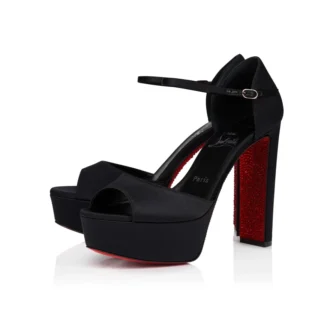 Sandaloo Red Carpet – 130 mm rempumps – kreppsatäng – svart – dam