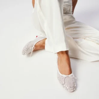 Sweetie Jane Sparkling – Ballerinaskor – Mesh och strass – Bianco – Dam